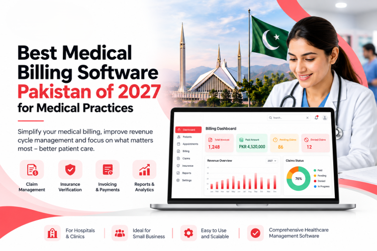 Best medical billing software in Pakistan for 2027, featuring HealthCluster billing dashboard for hospitals, clinics, and small medical practices.